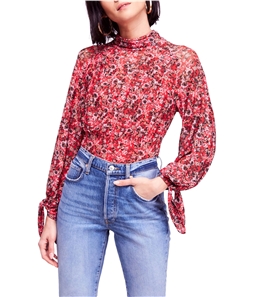 Free People Womens Floral Pullover Blouse