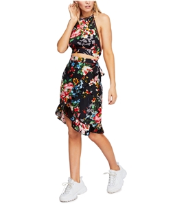 Free People Womens 2 Piece set Floral Wrap Skirt
