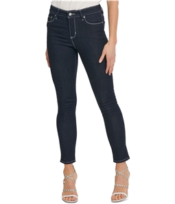 DKNY Womens Contrast-Stitch Skinny Fit Jeans
