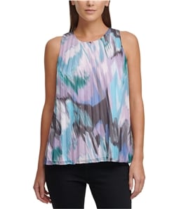 DKNY Womens Pleated Chiffon Pullover Blouse