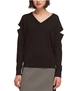 DKNY Womens Beaded Cutout Pullover Sweater