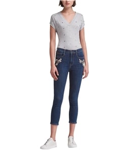 DKNY Womens Embellished Skinny Fit Jeans
