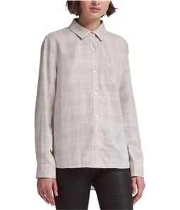 DKNY Womens Plaid Button Up Shirt