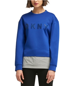 DKNY Womens Layered Look Graphic Pullover Sweater