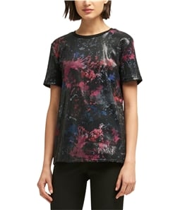 DKNY Womens Abstract Embellished T-Shirt