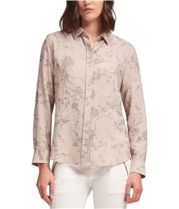 DKNY Womens Metallic Floral Button Up Shirt