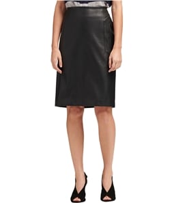 DKNY Womens Faux-Leather Pencil Skirt