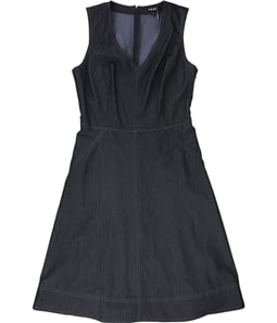 DKNY Womens V-Neck Denim A-line Dress