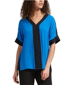 DKNY Womens Colorblocked Pullover Blouse