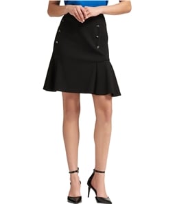 DKNY Womens Flare Button-Detail Mini Skirt
