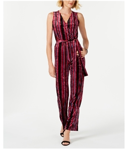 NY Collection Womens Velvet Striped Jumpsuit