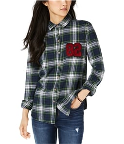 polly & esther Womens 82 Plaid Button Up Shirt