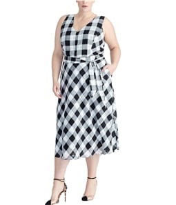 Rachel Roy Womens Checkered Midi Dress