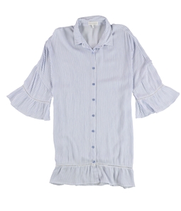 P.J. Salvage Womens Striped Button Front Pajama Shirt Dress