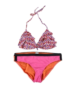 Kenneth Cole Womens Tiered Triangle Color Blocked 2 Piece Bikini