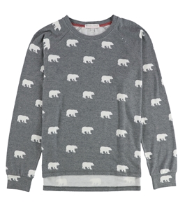 P.J. Salvage Womens Polar Bears On Gray Pajama Sweater