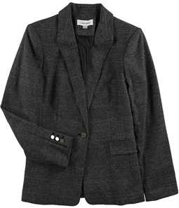 Calvin Klein Womens Plaid One Button Blazer Jacket