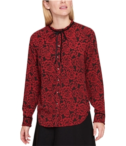 Tommy Hilfiger Womens Floral-Print Button Down Blouse