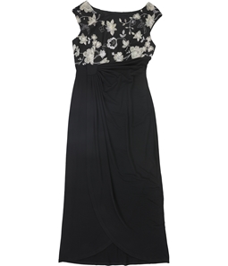 Connected Apparel Womens Embroidered Gown Dress