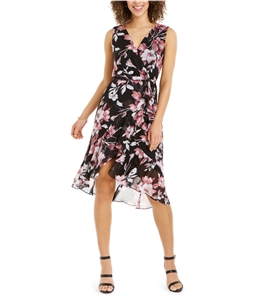 Connected Apparel Womens Floral Print Flounce High-Low Dress