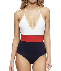 Tavik Womens Chase Color Blocked One Piece Halter Top Swimsuit