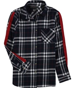 polly & esther Womens Plaid Button Up Shirt