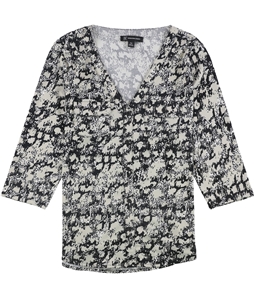 I-N-C Womens 3/4 Sleeve Printed Pullover Blouse