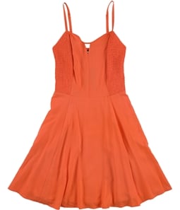 GUESS Womens Smocked Fit & Flare Dress