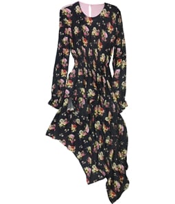 Preen Womens Floral Maxi Asymmetrical Dress