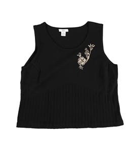 bar III Womens Embroidered Floral Sleeveless Blouse Top