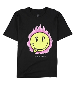 Elevenparis Mens Flaming Smiley Graphic T-Shirt