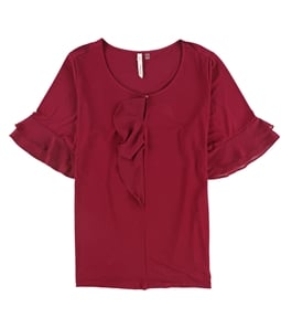 NY Collection Womens Ruffled Pullover Blouse