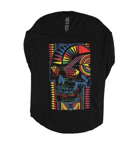 Hometown Heroes Womens Colorful Skull Design Graphic T-Shirt