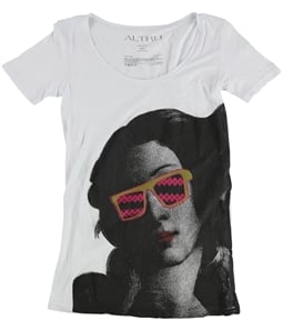 Altru Womens Person Checkered Glasses Graphic T-Shirt