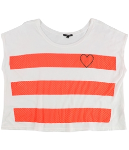 TRULY MADLY DEEPLY Womens Striped Heart Graphic T-Shirt