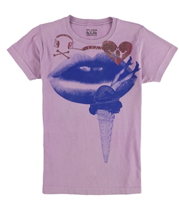 Evil Genius Womens Lips Ice Cream Graphic T-Shirt