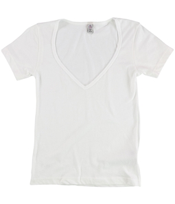 Charlotte Womens Solid V-Neck Basic T-Shirt