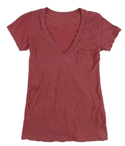 Tags Weekly Womens Solid Chest Pocket V-Neck Basic T-Shirt