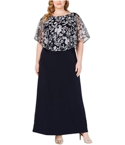 Connected Apparel Womens Embroidered Gown Dress