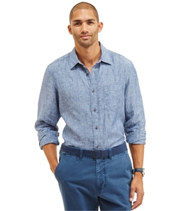 Nautica Mens Solid Linen Button Up Shirt