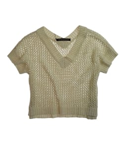 W118 Womens Glittery V-neck Mesh Knit Sweater