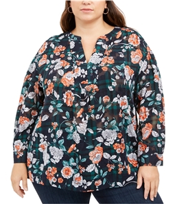 Tommy Hilfiger Womens Floral Peasant Blouse