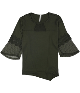 NY Collection Womens Mesh Dot Pullover Blouse