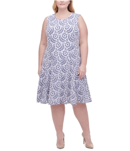 Tommy Hilfiger Womens Dahlia Flower Lace A-line Dress