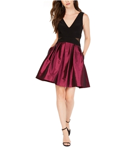 XSCAPE Womens Mesh-Inset Fit & Flare Dress