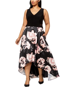 XSCAPE Womens Floral Asymmetrical Gown High-Low Dress