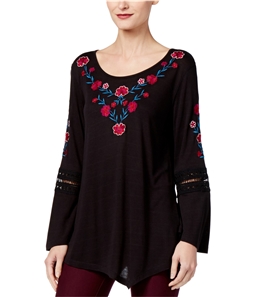 NY Collection Womens Lace Bell Sleeve Pullover Blouse