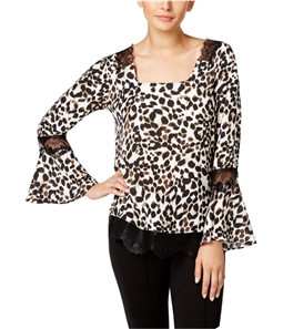 NY Collection Womens Cheetah Pullover Blouse