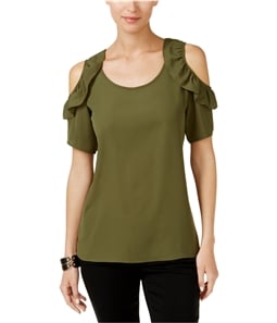 NY Collection Womens Ruffled Knit Blouse