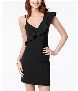 XOXO Womens Sleeveless Ruffled Mini One Shoulder Dress